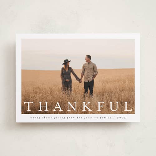 This is a cloud thanksgiving cards invitations with standard by Nicole Walsh called modern thankful printing on recycled smooth signature in standard