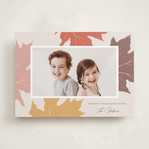 This is a autumn thanksgiving cards invitations with standard by Pixel and Hank called maple printing on recycled smooth signature in standard