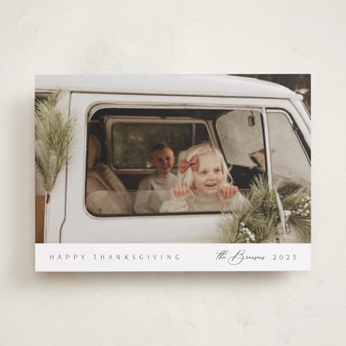 This is a cloud thanksgiving cards invitations with standard by Nicole Walsh called minimal edge printing on recycled smooth signature in standard