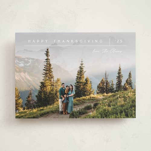 This is a snowcap thanksgiving cards invitations with standard by Carolyn MacLaren called off the grid printing on recycled smooth signature in standard