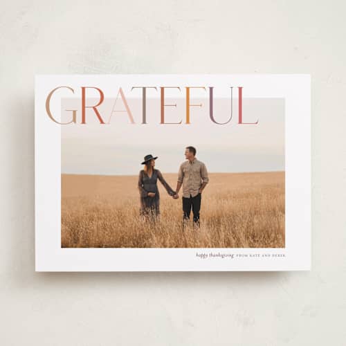 This is a harvest thanksgiving cards invitations with standard by Eric Clegg called colors of autumn printing on recycled smooth signature in standard