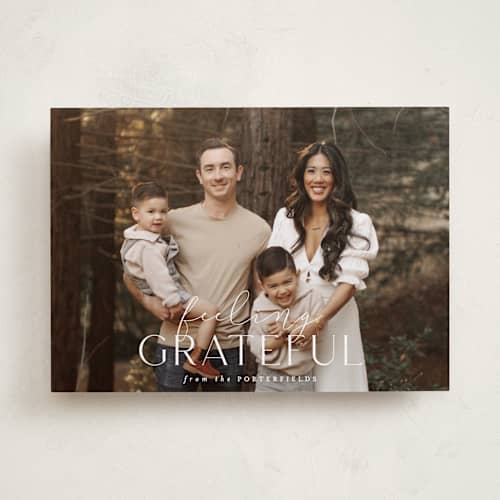 This is a cotton thanksgiving cards invitations with standard by Sara Hicks Malone called feeling grateful printing on recycled smooth signature in standard