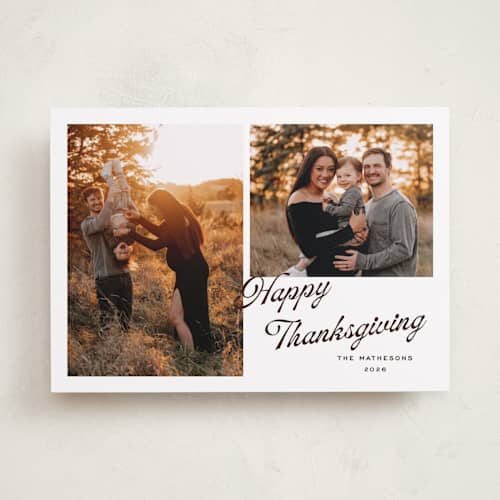 This is a pinecone thanksgiving cards invitations with standard by Emily Betts called two printing on recycled smooth signature in standard