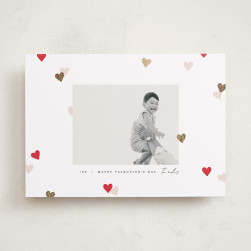 This is a berries foil stamped valentine cards with foil pressed by Pixel and Hank called confetto printing on recycled smooth signature in standard