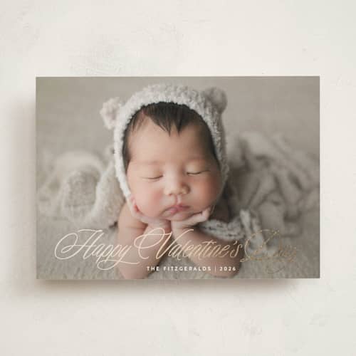 This is a cloud foil stamped valentine cards with foil pressed by Jackie Crawford called lovely script printing on recycled smooth signature in standard