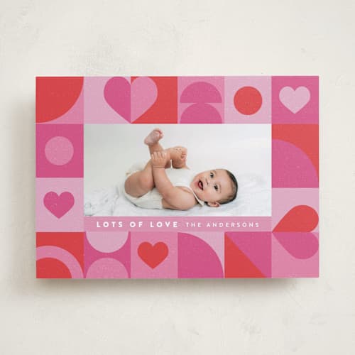 This is a raspberry valentines day with standard by Maria Alou called paper hearts printing on recycled smooth signature in standard