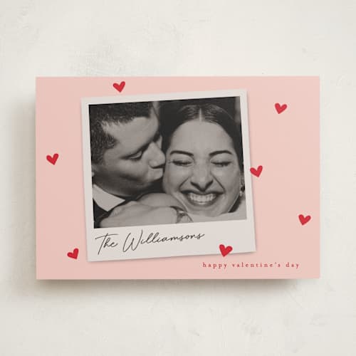 This is a blush valentines day with standard by Karidy Walker called confetti hearts snapshot printing on recycled smooth signature in standard