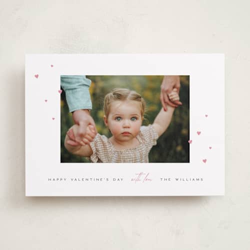 This is a blush valentines day with standard by Pixel and Hank called hearts with love printing on recycled smooth signature in standard