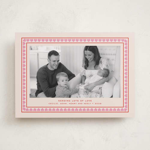 This is a strawberry valentines day with standard by Megan Davis called hygge printing on recycled smooth signature in standard
