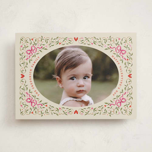 This is a latte valentines day with standard by Jackie Crawford called corner bow frame printing on recycled smooth signature in standard