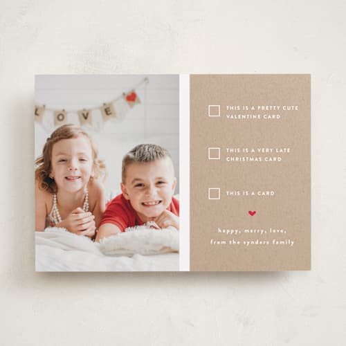 This is a kraft valentines day with standard by Susan Brown called pick one printing on recycled smooth signature in standard