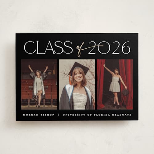 This is a ink graduation announcements with foil pressed by Carolyn MacLaren called timeline printing on recycled smooth signature in standard