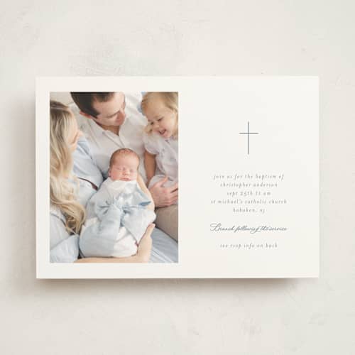 This is a sky baptism and christening announcements with standard by Jelena Vuletic called pure printing on signature in standard