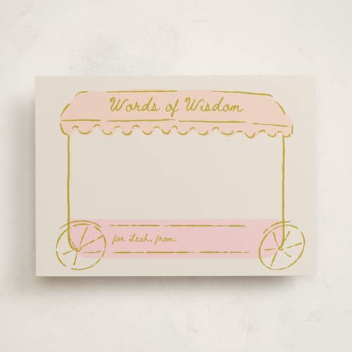 This is a blush baby shower activity cards with standard by Gwen Bedat called milk truck printing on signature in standard