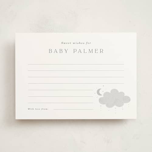 This is a slate baby shower activity cards with standard by Marina Onoprienko called moon baby printing on signature in standard