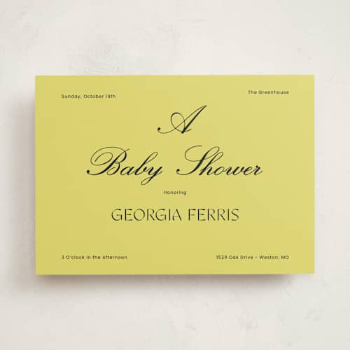 This is a wasabi baby shower invitations with standard by Rachel Cassel called georgia printing on signature in standard