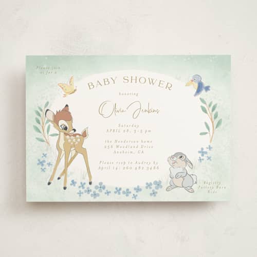 This is a forest baby shower invitations with standard by frau brandt called disney's bambi forest printing on signature in standard