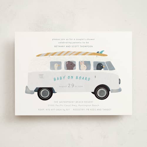 This is a sun baby shower invitations with standard by Jenna Holcomb called baby on board printing on signature in standard