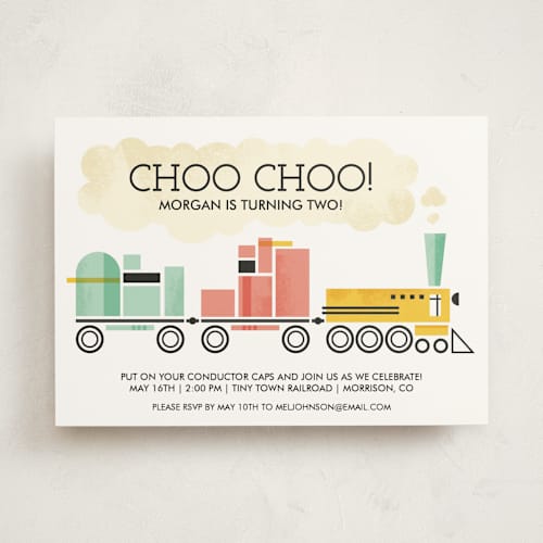 This is a rose kids birthday invitations with standard by Kayla King called mod conductor printing on signature in standard