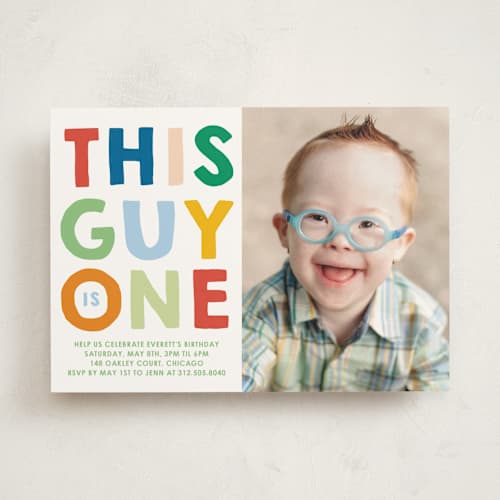 This is a spectrum kids birthday invitations with standard by Baumbirdy called this guy printing on signature in standard
