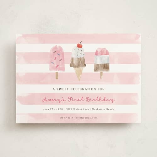 This is a bubblegum kids birthday invitations with standard by Shirley Lin Schneider called sweet treats printing on signature in standard