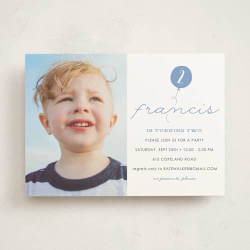 This is a denim kids birthday invitations with standard by Sara Hicks Malone called it's my party printing on signature in standard