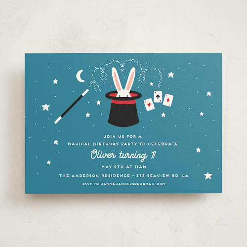 This is a wand kids birthday invitations with standard by Claudia Orengo called magical day printing on signature in standard