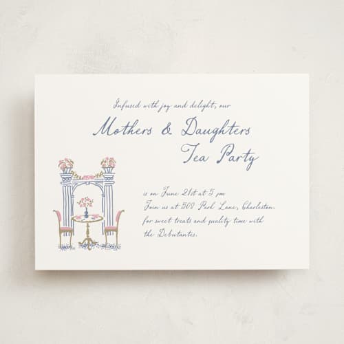 This is a petal debutante party invitations with standard by Leia Matt called tea party charm printing on signature in standard