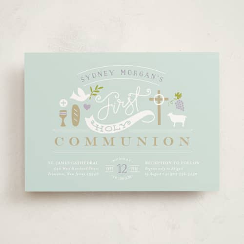 This is a clearwater communion invitations announcements with standard by Jennifer Wick called icons of faith printing on signature in standard