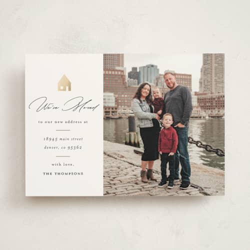 This is a mud moving announcements with foil pressed by Ashlee Townsend called new year house printing on signature in standard