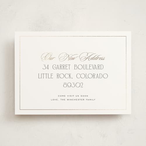 This is a diamond moving announcements with foil pressed by chocomocacino called adagio printing on signature in standard