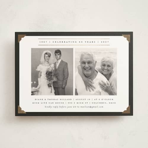 This is a onyx holiday party invitations with foil pressed by Heather Schertzer called diamond printing on signature in standard