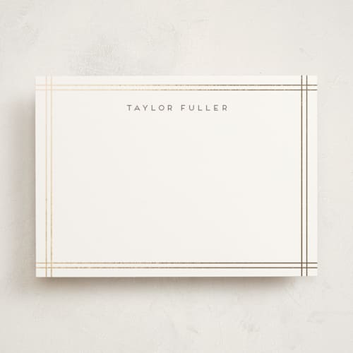 This is a cocoa personalized stationery thank you cards with foil pressed by Lehan Veenker called a golden age printing on signature in 5x7