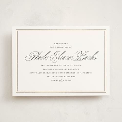 This is a inkwell graduation announcements with foil pressed by Megan Davis called scholarly charm printing on signature in standard