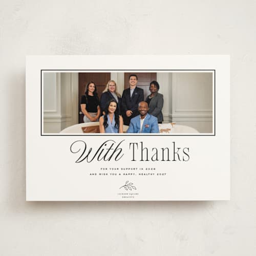 This is a coal business holiday cards with standard by Blustery August called avalon printing on signature in standard