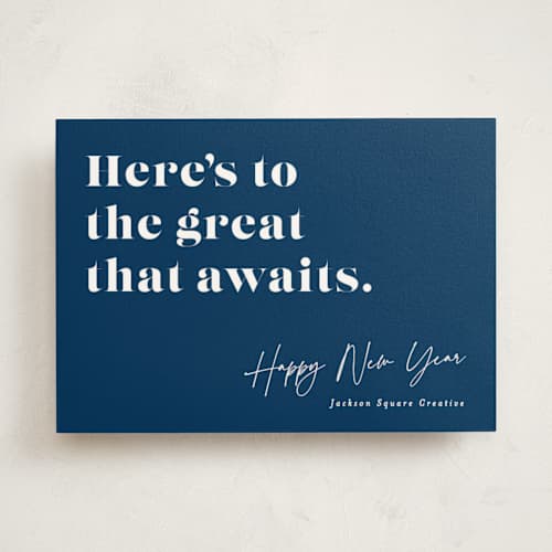 This is a ocean business holiday cards with standard by Bethan called bold type printing on signature in standard