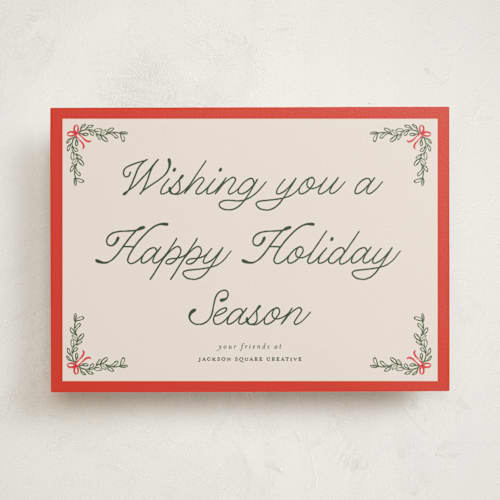 This is a cherry glaze business holiday cards with standard by Morgan Kendall called garland printing on signature in standard