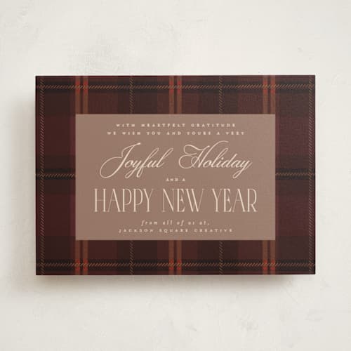 This is a berry business holiday cards with standard by Maja Cunningham called timeless plaid printing on signature in standard