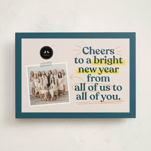 This is a night sky business holiday cards with standard by Owl and Toad called highlighter printing on signature in standard