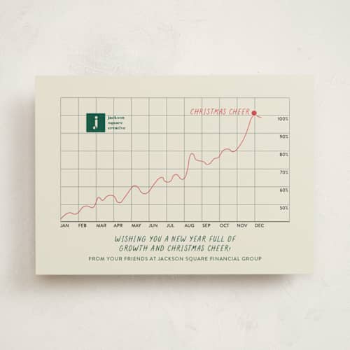 This is a holly business holiday cards with standard by Sarah Hawkins Designs called year of growth printing on signature in standard