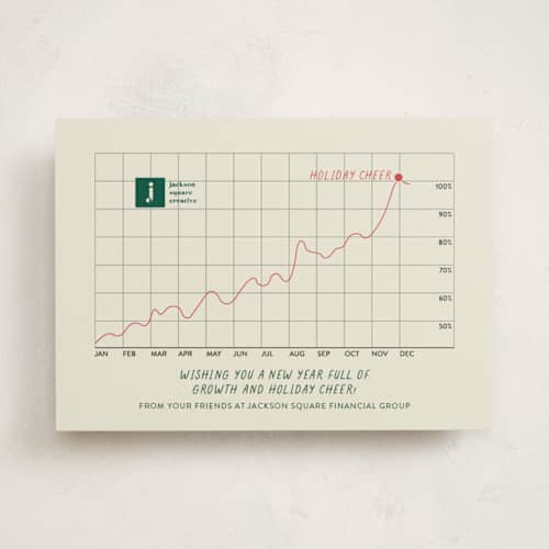 This is a holly business holiday cards with standard by Sarah Hawkins Designs called year of growth printing on signature in standard