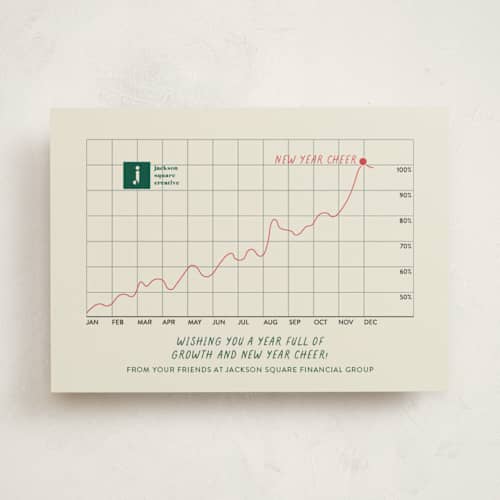 This is a holly business holiday cards with standard by Sarah Hawkins Designs called year of growth printing on signature in standard