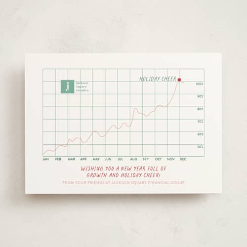 This is a peppermint business holiday cards with standard by Sarah Hawkins Designs called year of growth printing on signature in standard