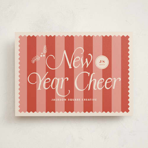 This is a candy apple business holiday cards with standard by Tamara Hilje called striped stamp printing on signature in standard