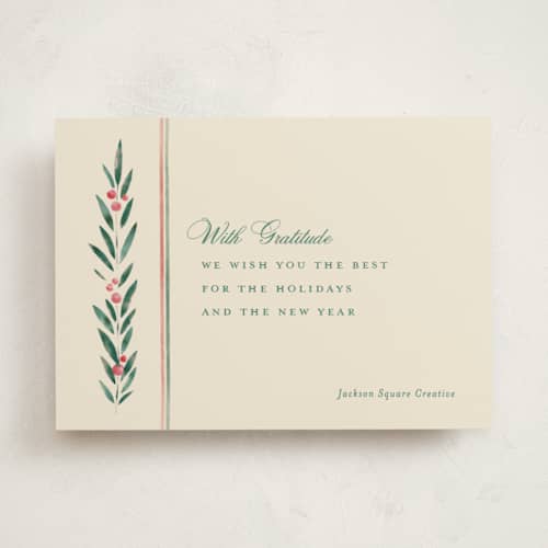 This is a verdant business holiday cards with standard by letterfix called botanic printing on signature in standard