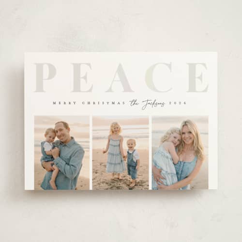 This is a dove gloss press holiday cards with gloss press by Snow and Ivy called ever present printing on signature in standard