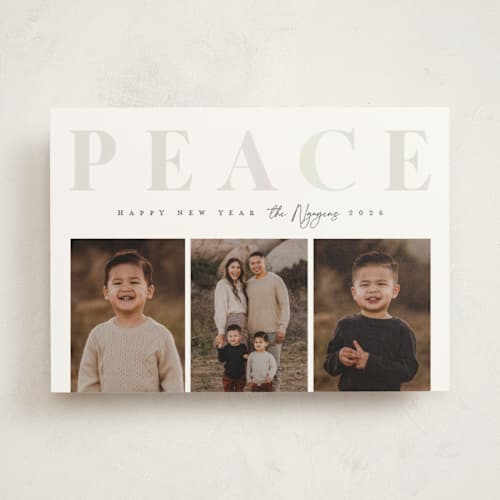 This is a dove gloss press holiday cards with gloss press by Snow and Ivy called ever present printing on signature in standard