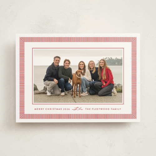 This is a peppermint photo mount holiday cards with standard by Olivia Raufman called viva stripe printing on recycled in photo_mount