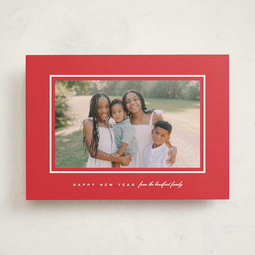 This is a poinsettia photo mount holiday cards with standard by Amy Kross called devon printing on recycled in photo_mount