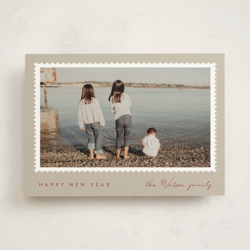 This is a sand photo mount holiday cards with standard by Maja Cunningham called stamped printing on recycled in photo_mount